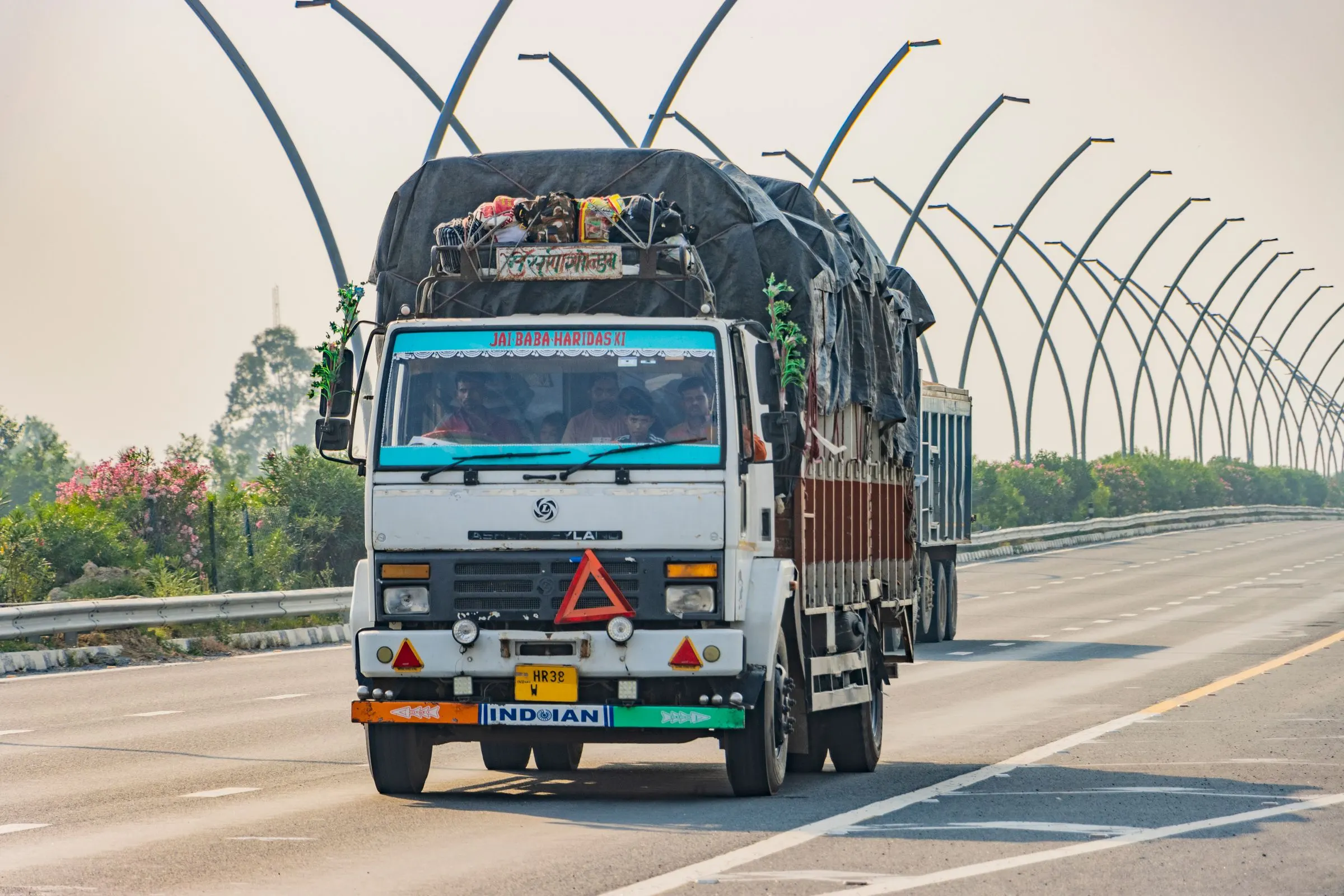 Truck on an Indian expressway (stock photo)